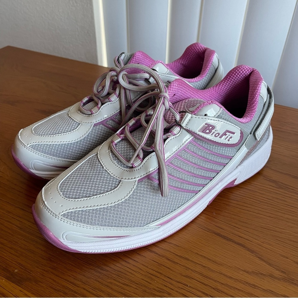 Orthofeet BioFit Verve 973 Tie-Less Comfort Sneakers Pink/Gray Size 10 Wide